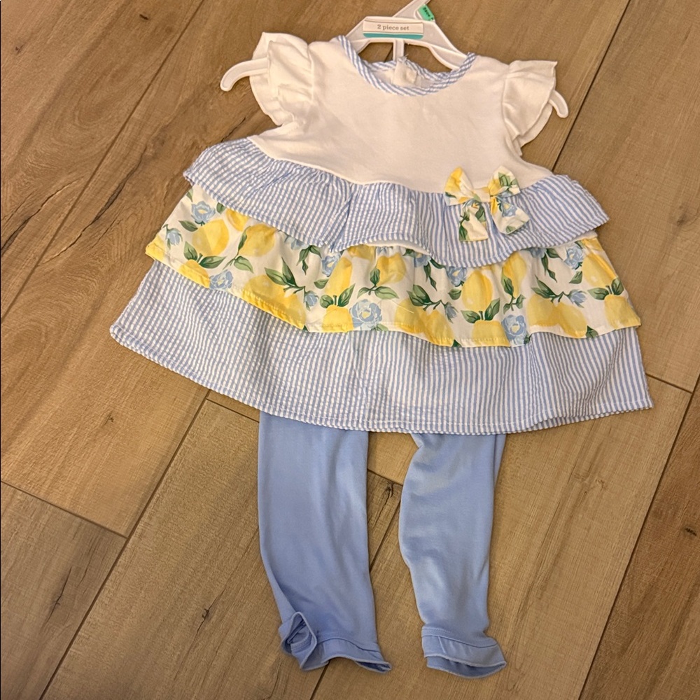 Baby Starters Floral Dress with Blue Stripes
